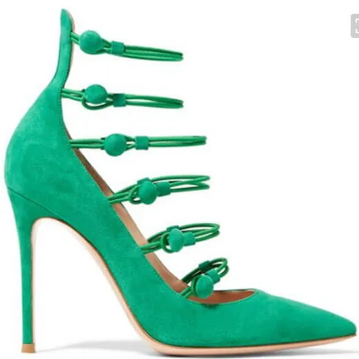 Ankle Strap Suede Point Toe Straps Ankle Pumps
