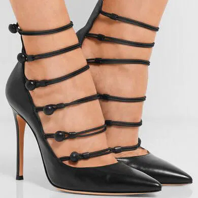Ankle Strap Suede Point Toe Straps Ankle Pumps