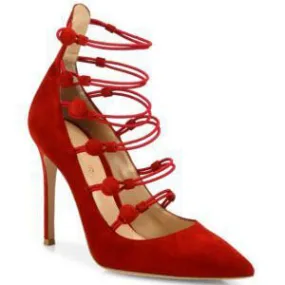 Ankle Strap Suede Point Toe Straps Ankle Pumps