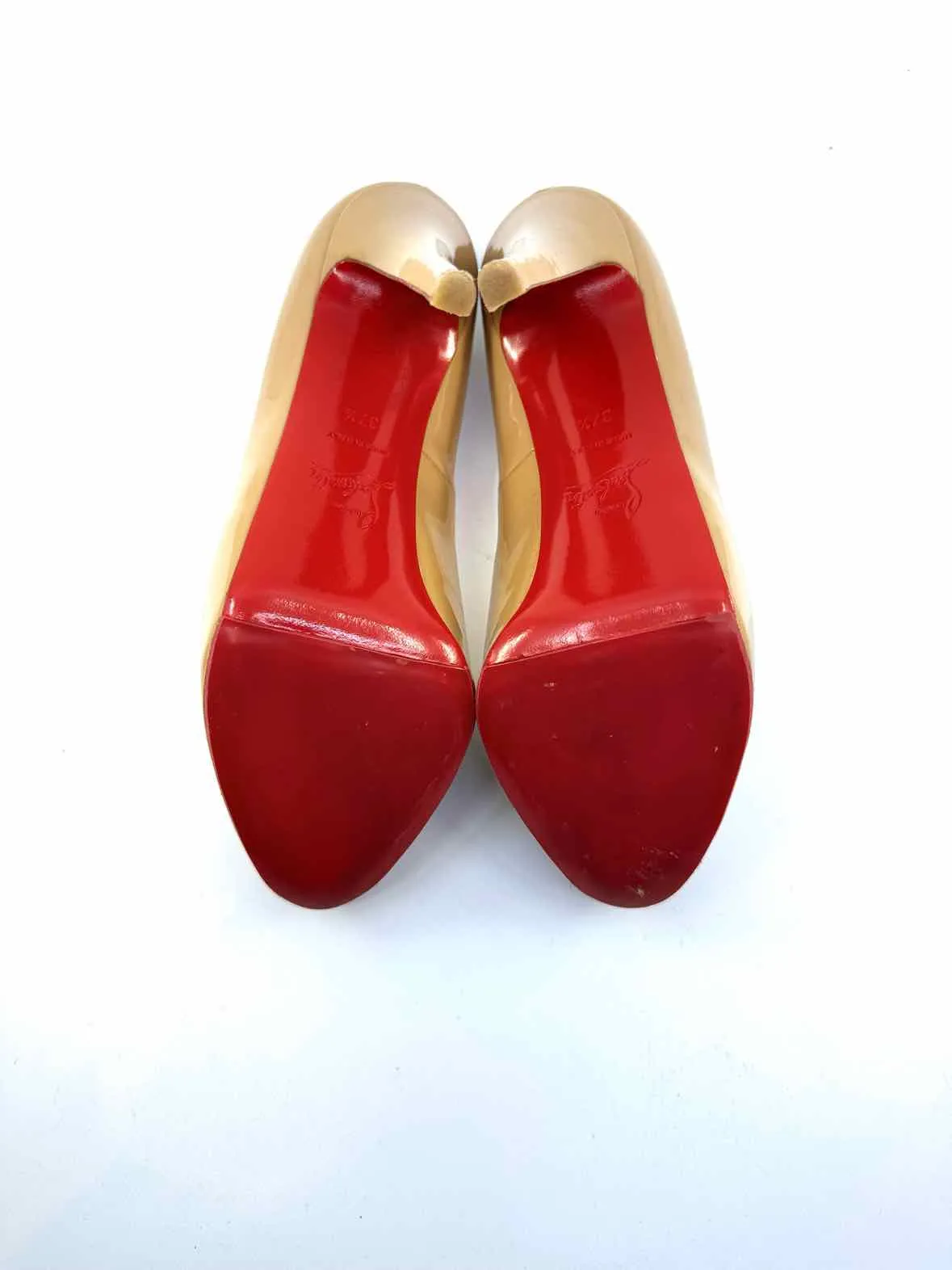 CHRISTIAN LOUBOUTIN Size 7.5 Nude Patent Leather Pumps