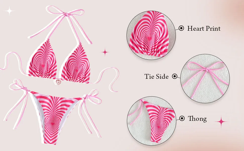 Pink Heart Thong Swimsuit