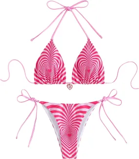 Pink Heart Thong Swimsuit