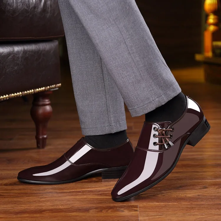 Pointed Business Dress Men Glossy Casual Leather Shoes