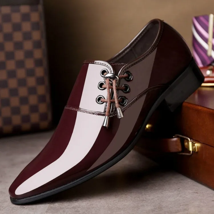 Pointed Business Dress Men Glossy Casual Leather Shoes