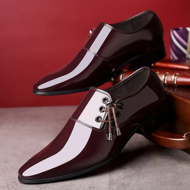 Pointed Business Dress Men Glossy Casual Leather Shoes